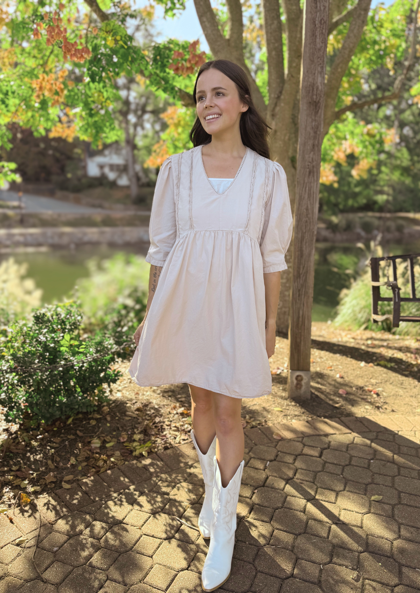 cotton dress boutique Lane Washed Cotton Dress in Dusty Teal